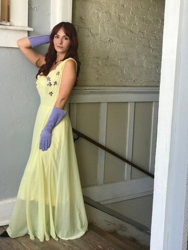 1940s Sheer Yellow Nightgown with Bed Jacket Bloomers and Frocks